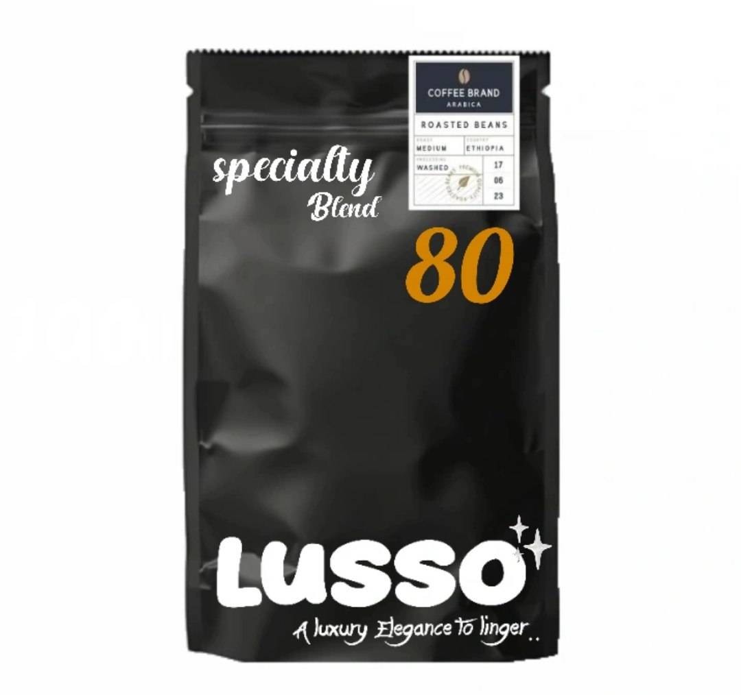 دانه قهوه ترکیبی 80 درصد عربیکا - 20 درصد روبوستا | LUSSO