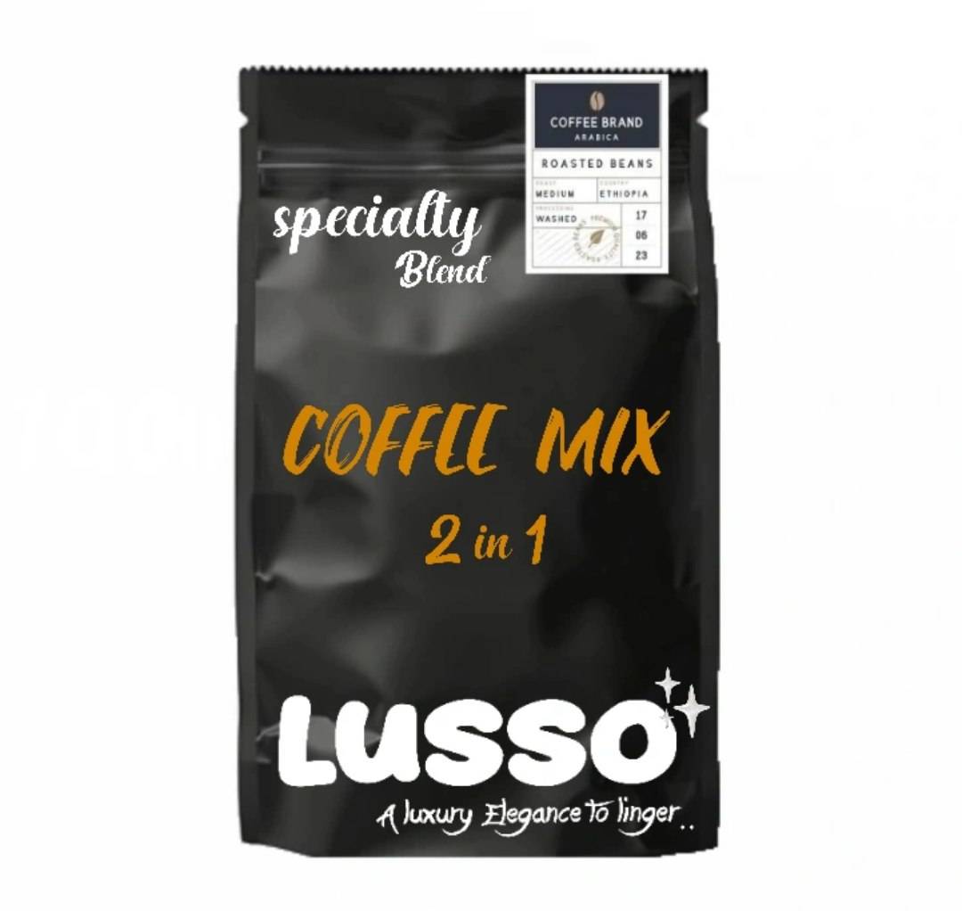 پودر کافی میکس رژیمی 2 در 1 |  بدون شکر اسپشیال - 500 گرمی | LUSSO Coffee mix 2 in 1 powder