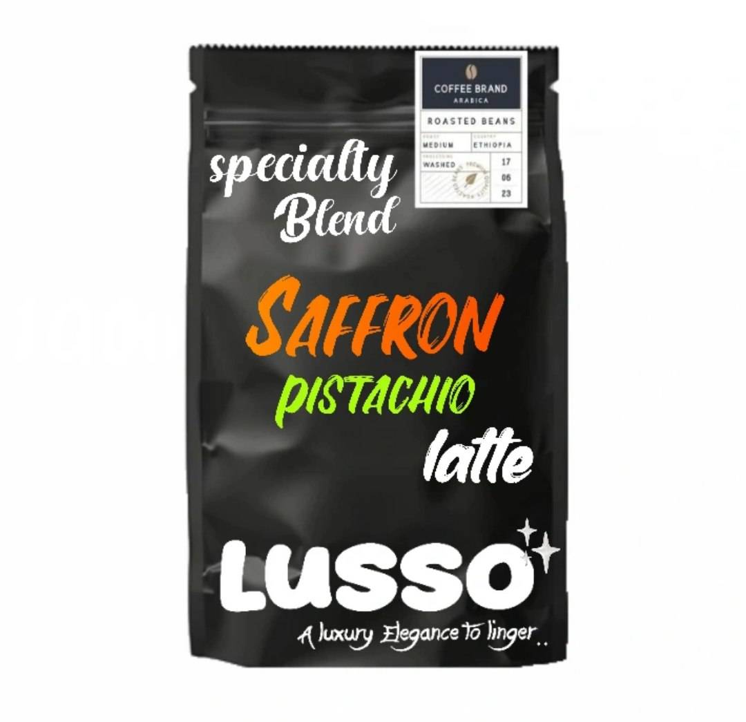 پودر لاته پسته زعفران  - 500 گرمی | LUSSO  Pistachino and Saffron  Latte powder