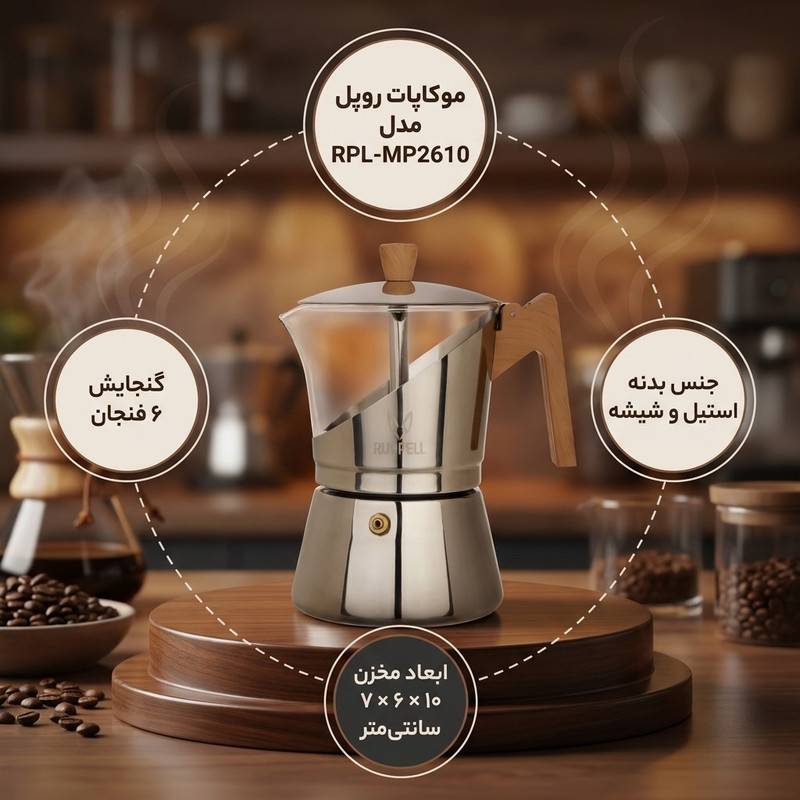 موکاپات روپل استیل اصلی - 6 کاپ
